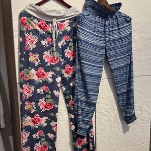 Floral and Striped Women's Pants Set